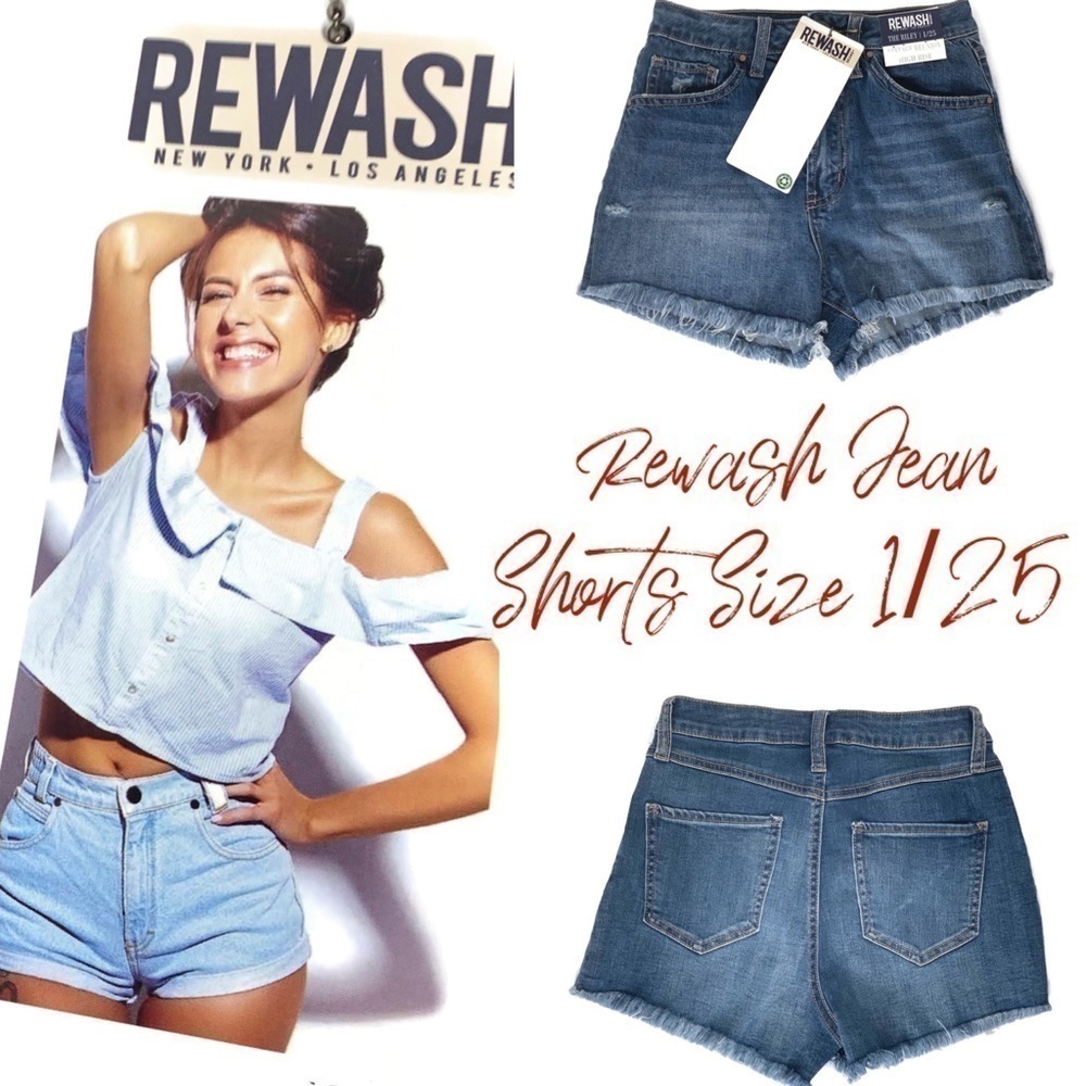 Rewash Dark Cut Off  1/25 Riley Vintage Reunion High Rise Jean Shorts